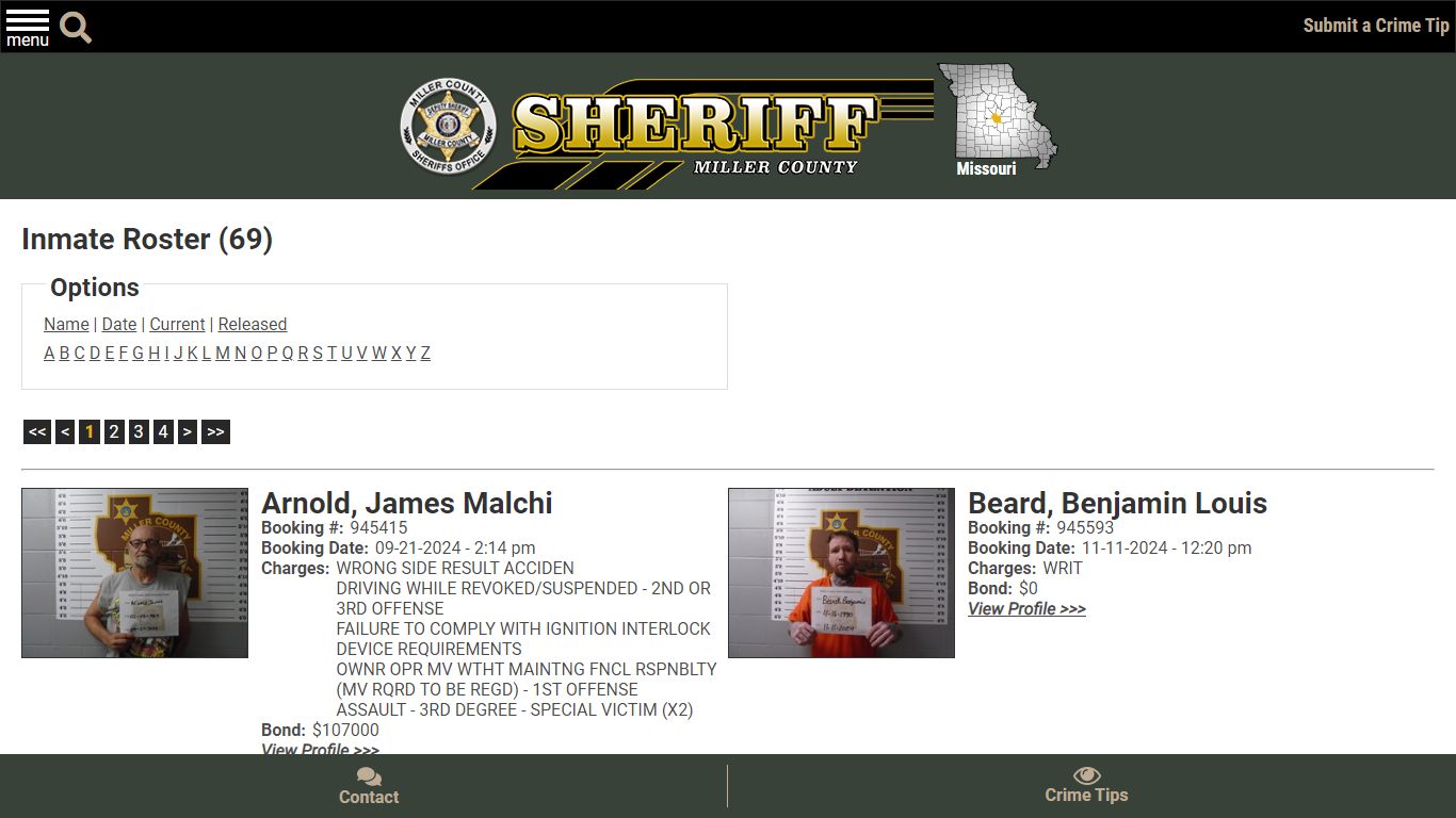 Inmate Roster - Current Inmates - Miller County Sheriff MO