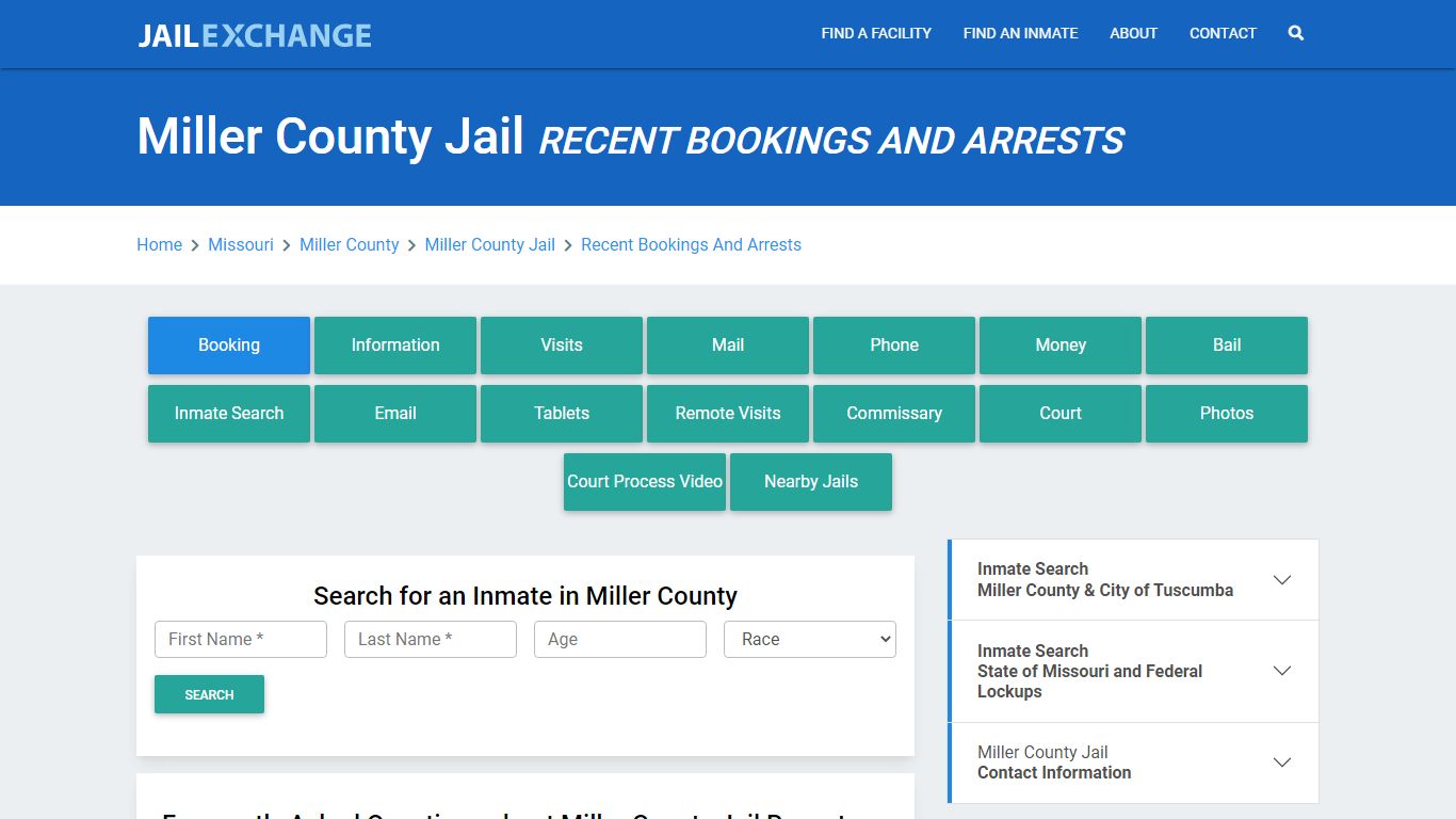 Miller County Jail MO Recent Arrests and Bookings - Jail Exchange